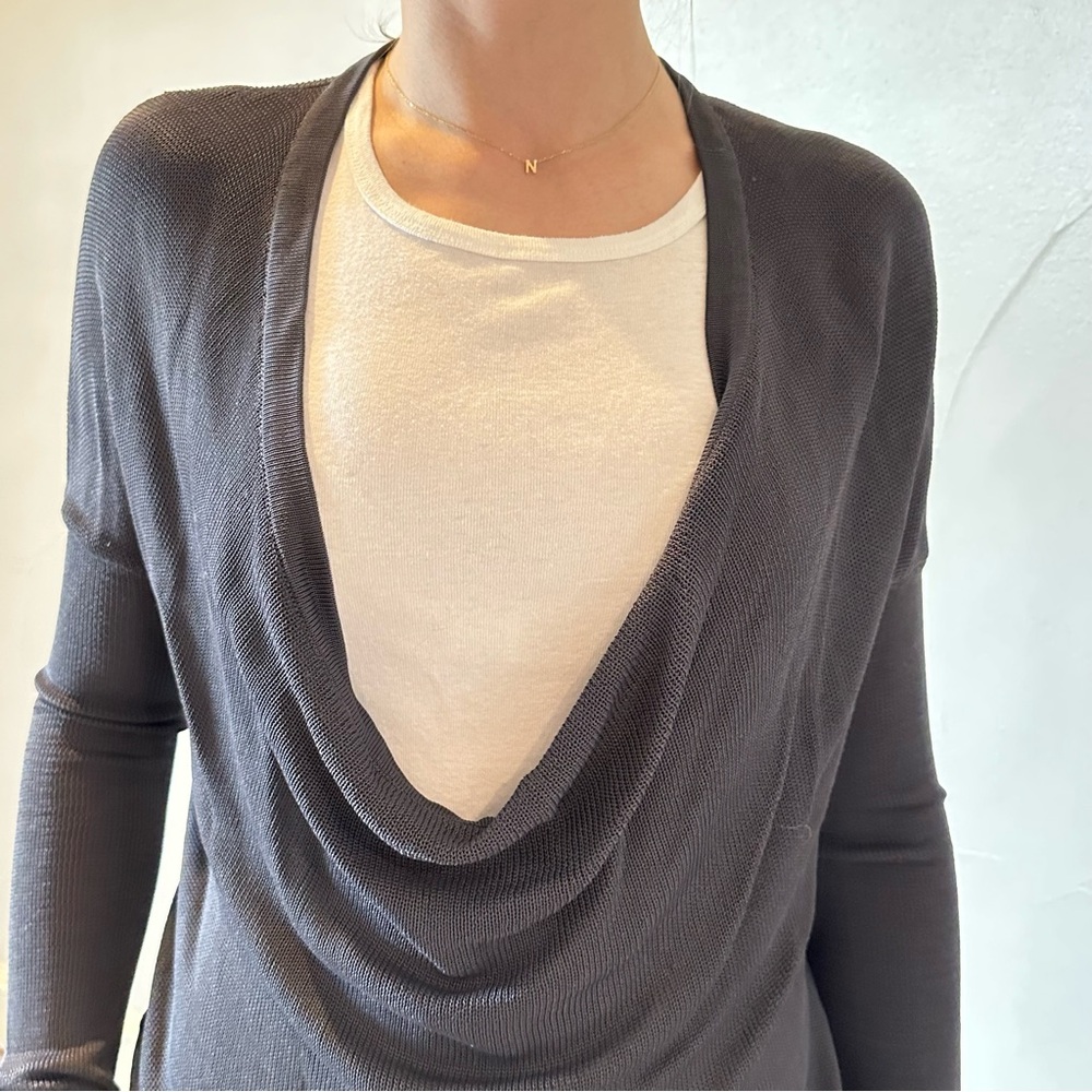 HELMUT LANG Charcoal Slouchy V-Neck SweaterSize S🌸